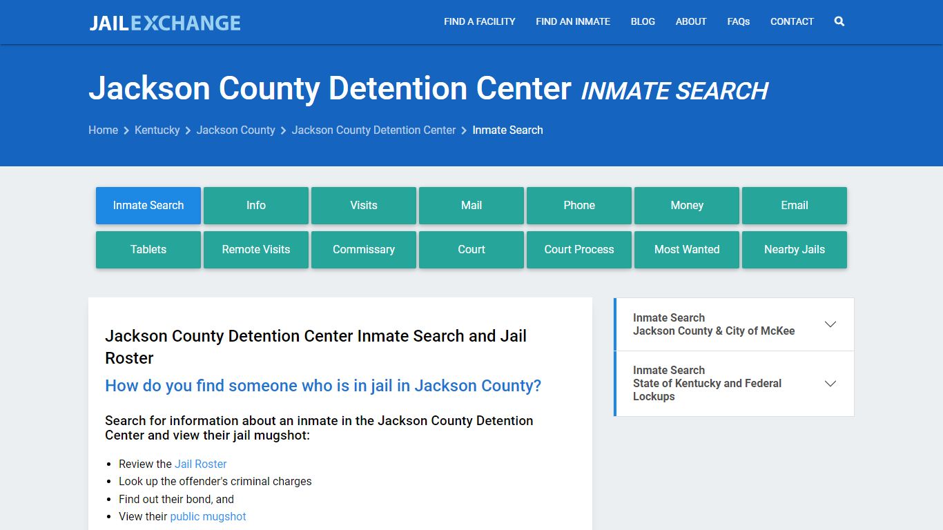 Jackson County Detention Center Inmate Search - Jail Exchange
